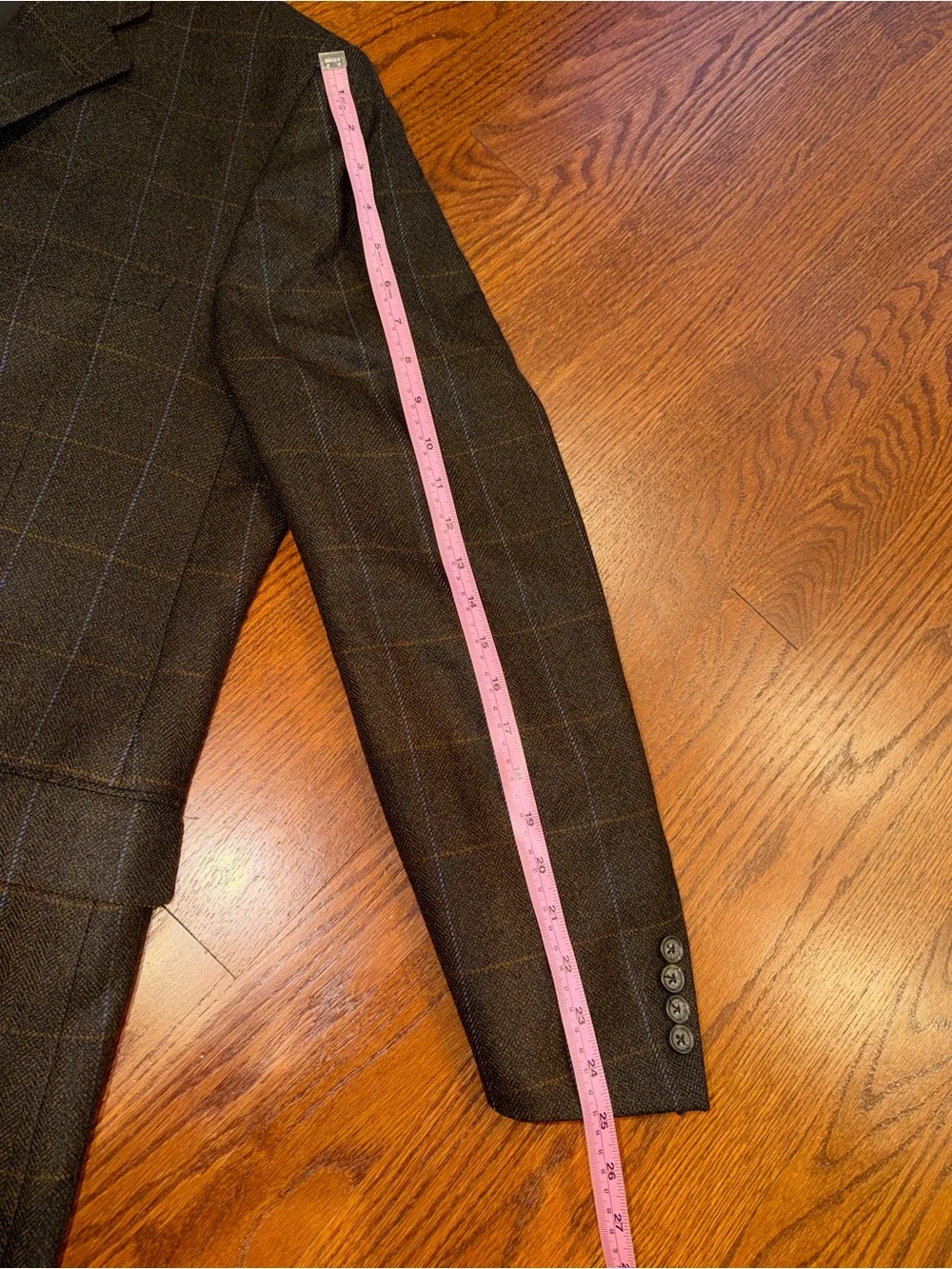 Burberry Men's Dark Gray Windowpane Three-Button Wool Blazer Size 48